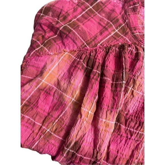 Anthropologie Plaid Oversized Fuchsia Pink Blouse - Picture 12 of 13